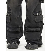 Threebooy Y2K Streetwear Multiple Pockets Baggy Cargo Jeans Pants For Men Clothing Vintage Loose Women Denim Trousers Pantalon Homme